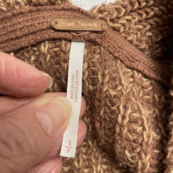 Free People High Hopes Cardigan Womens S Maroon Open Front Ribbed Drop Sleeve - Picture 4 of 9